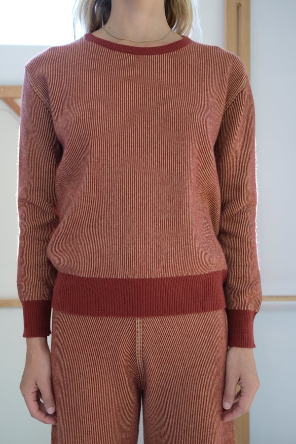 Beklina Cashmere Ribbed Crew Sweater - Rust/Gold Beklina Cashmere Ribbed Crew Sweater - Rust/Gold