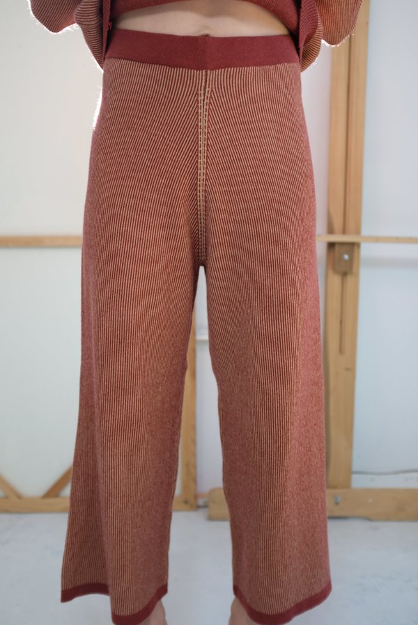 Beklina Cashmere Ribbed Trouser - Rust/Gold Beklina Cashmere Ribbed Trouser - Rust/Gold