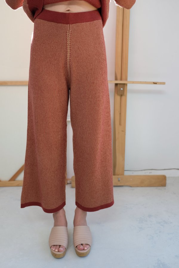 Beklina Cashmere Ribbed Trouser - Rust/Gold Beklina Cashmere Ribbed Trouser - Rust/Gold