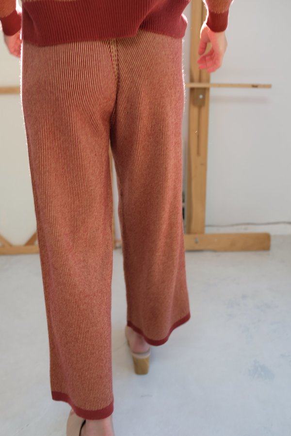 Beklina Cashmere Ribbed Trouser - Rust/Gold Beklina Cashmere Ribbed Trouser - Rust/Gold