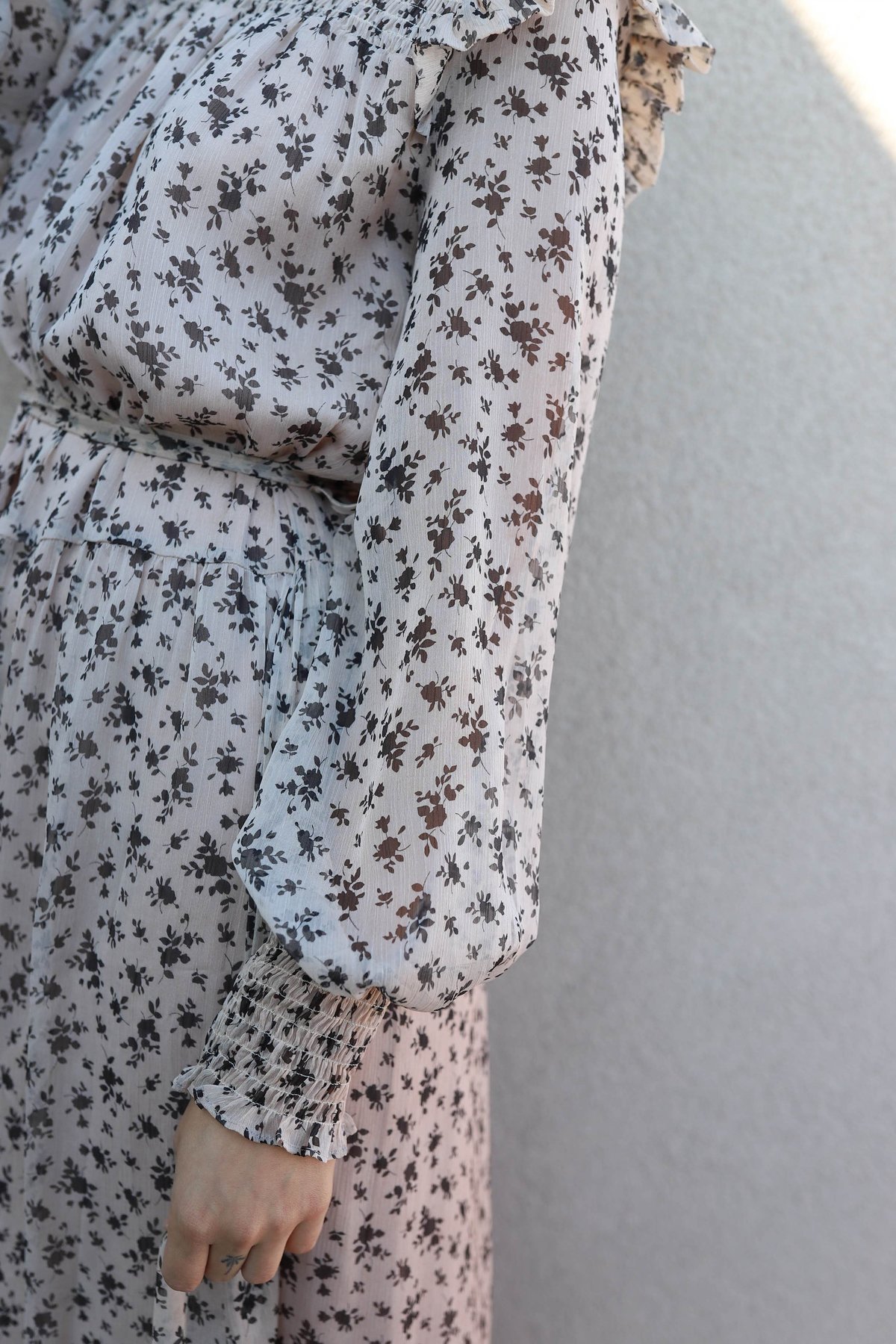 English Factory High Neck Maxi Dress - Beige Floral | Garmentory