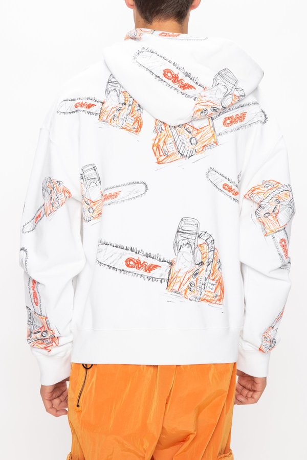 Off-White Chainsaw Oversized Hoodie - White | Garmentory