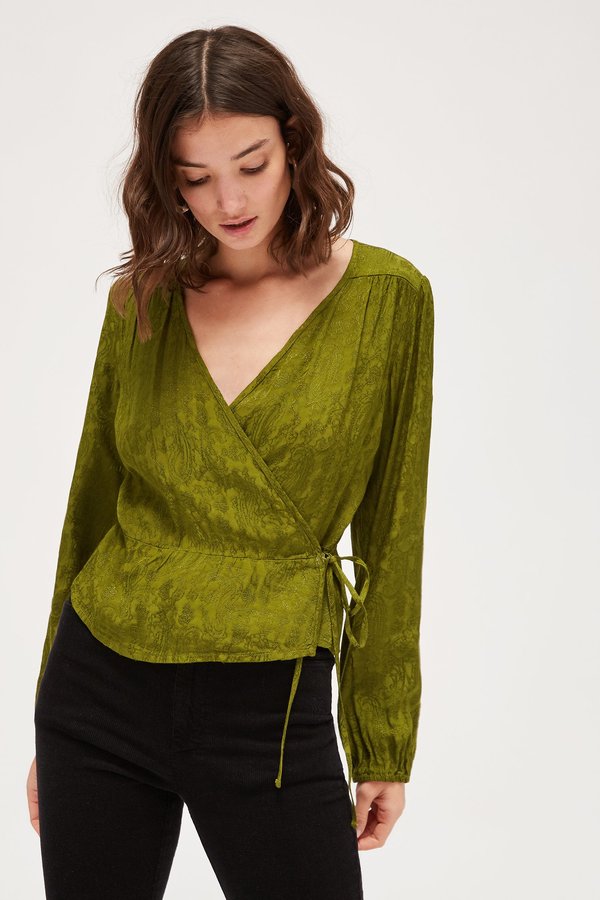 Lacausa Onyx Wrap Top - Moss Lacausa Onyx Wrap Top - Moss