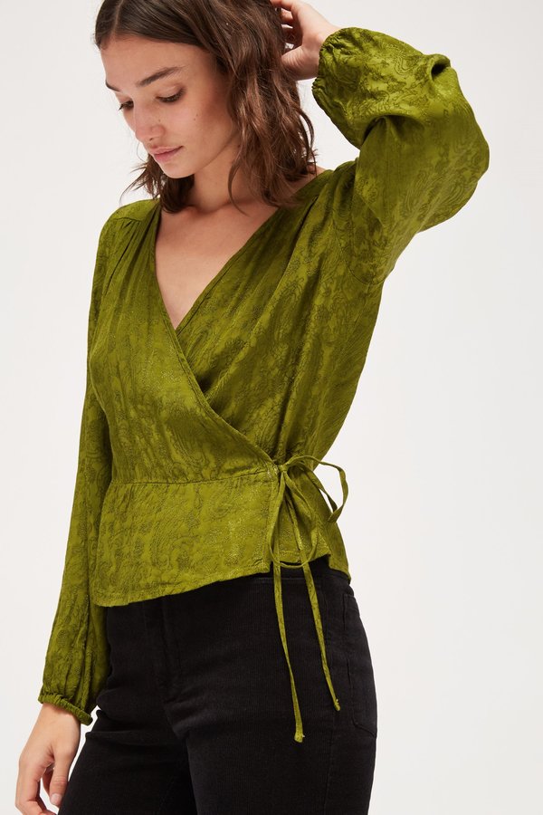 Lacausa Onyx Wrap Top - Moss Lacausa Onyx Wrap Top - Moss