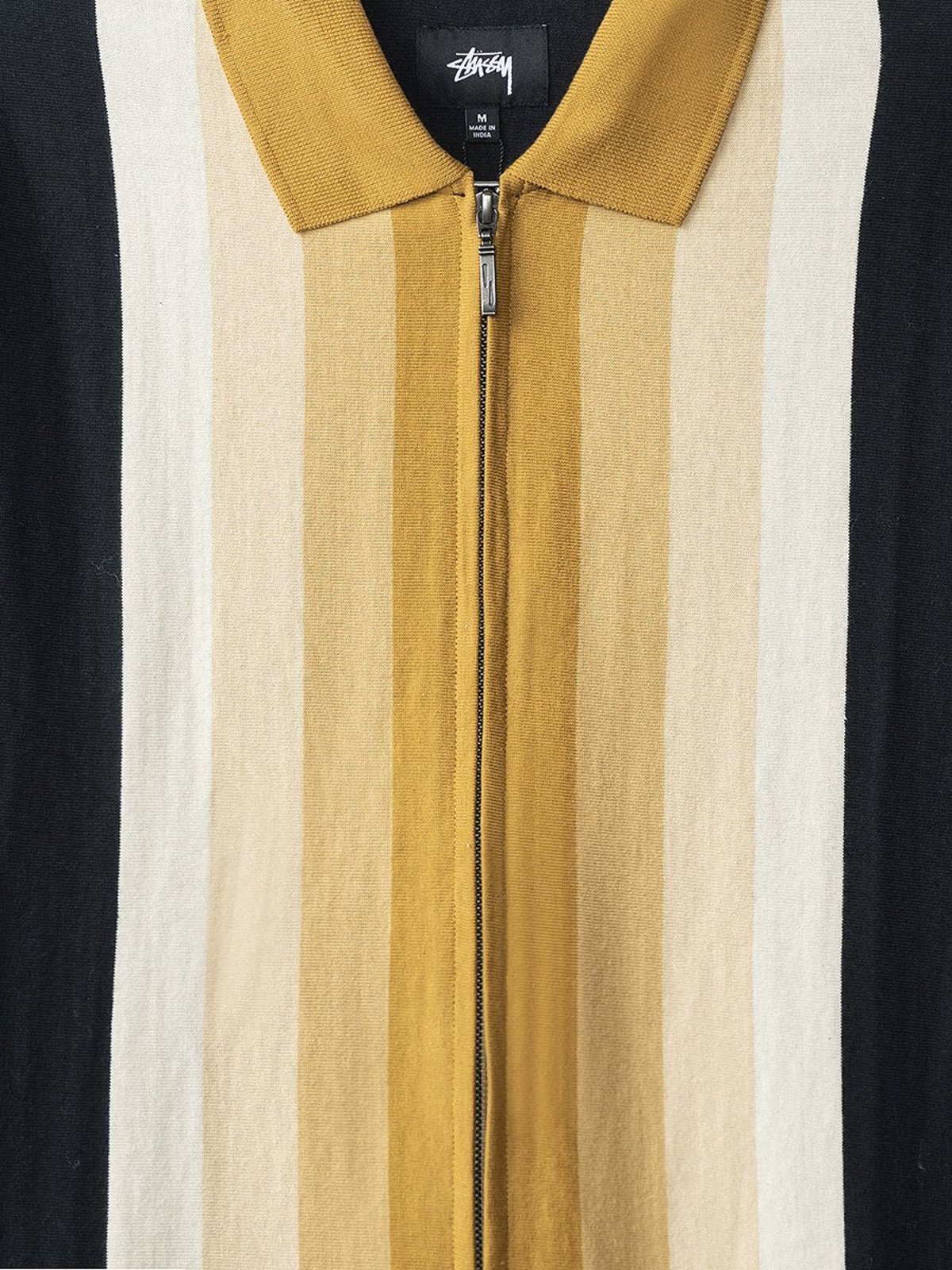 STUSSY Preston Full Zip Long Sleeve Polo Black Garmentory