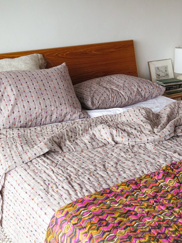 Erica Tanov hand-stitched quilt - peacock stripe Erica Tanov hand-stitched quilt - peacock stripe