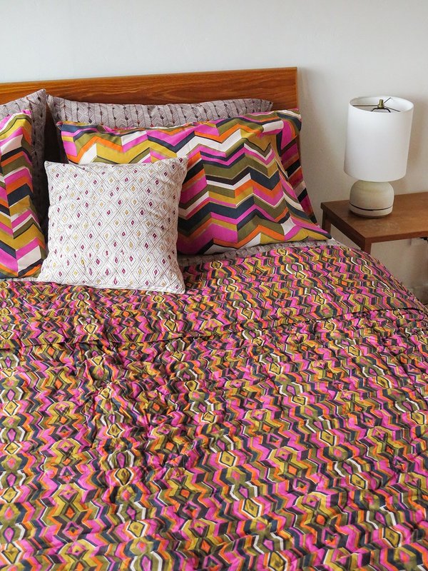 Erica Tanov hand-stitched quilt - echoed zig zag Erica Tanov hand-stitched quilt - echoed zig zag