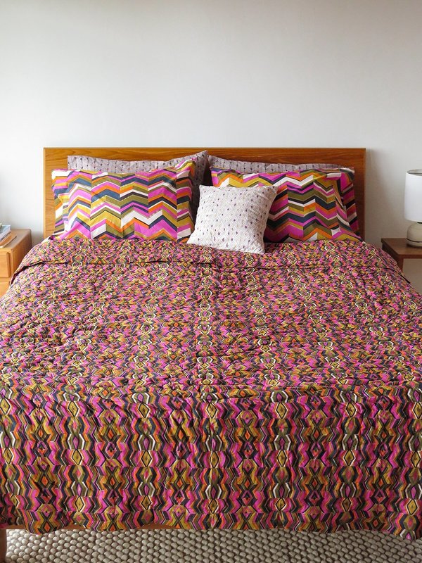 Erica Tanov hand-stitched quilt - echoed zig zag Erica Tanov hand-stitched quilt - echoed zig zag
