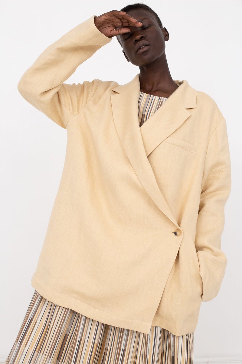 Nehera Jugy Linen Wool Blazer - Egg Shell | Garmentory