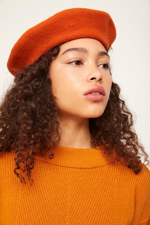 Rita Row Wool Beret - Orange | Garmentory