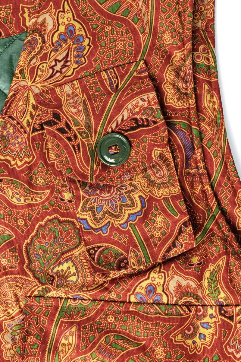 Monitaly Military Vest Type-C - Red Paisley Flower Print | Garmentory