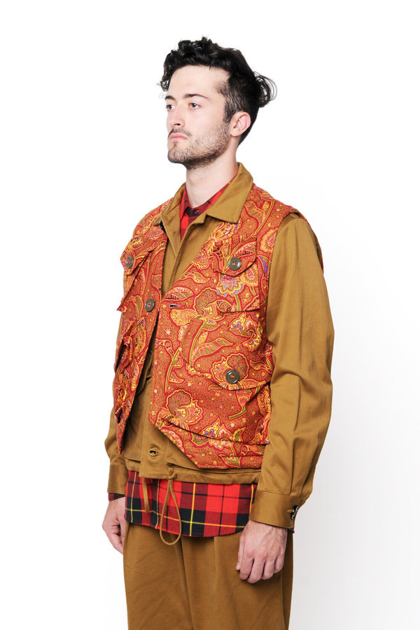 トップス monitaly military vest typeC38 Monitaly Military Vest Type-C - Red Paisley Flower Print | Garmentory