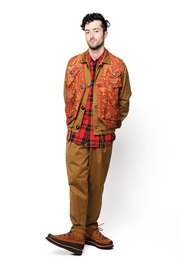 Monitaly Military Vest Type-C - Red Paisley Flower Print | Garmentory