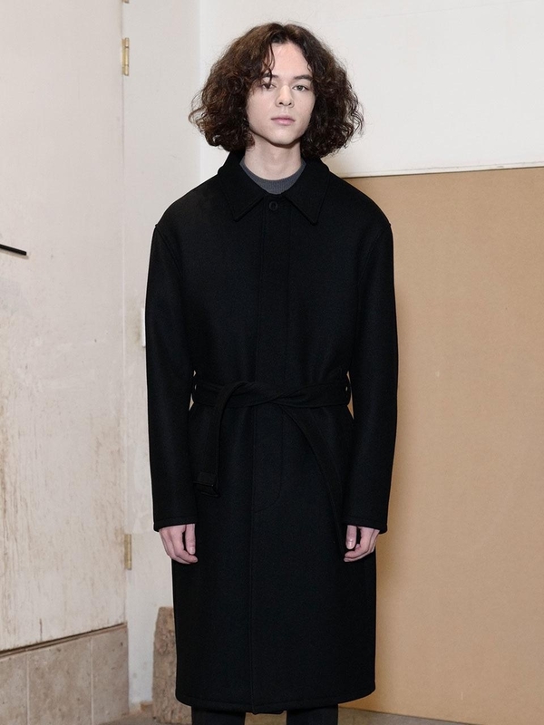 CHRISCHRISTY Wool Mac Coat - Black CHRISCHRISTY Wool Mac Coat - Black