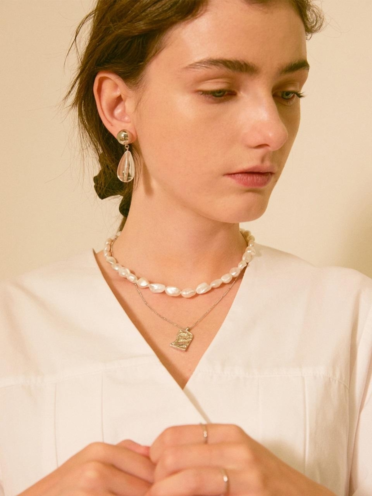 ★VINTAGE HOLLYWOOD★ 925 Silver Pearl Chain NecklaceVH25NNN s-l1200.jpg