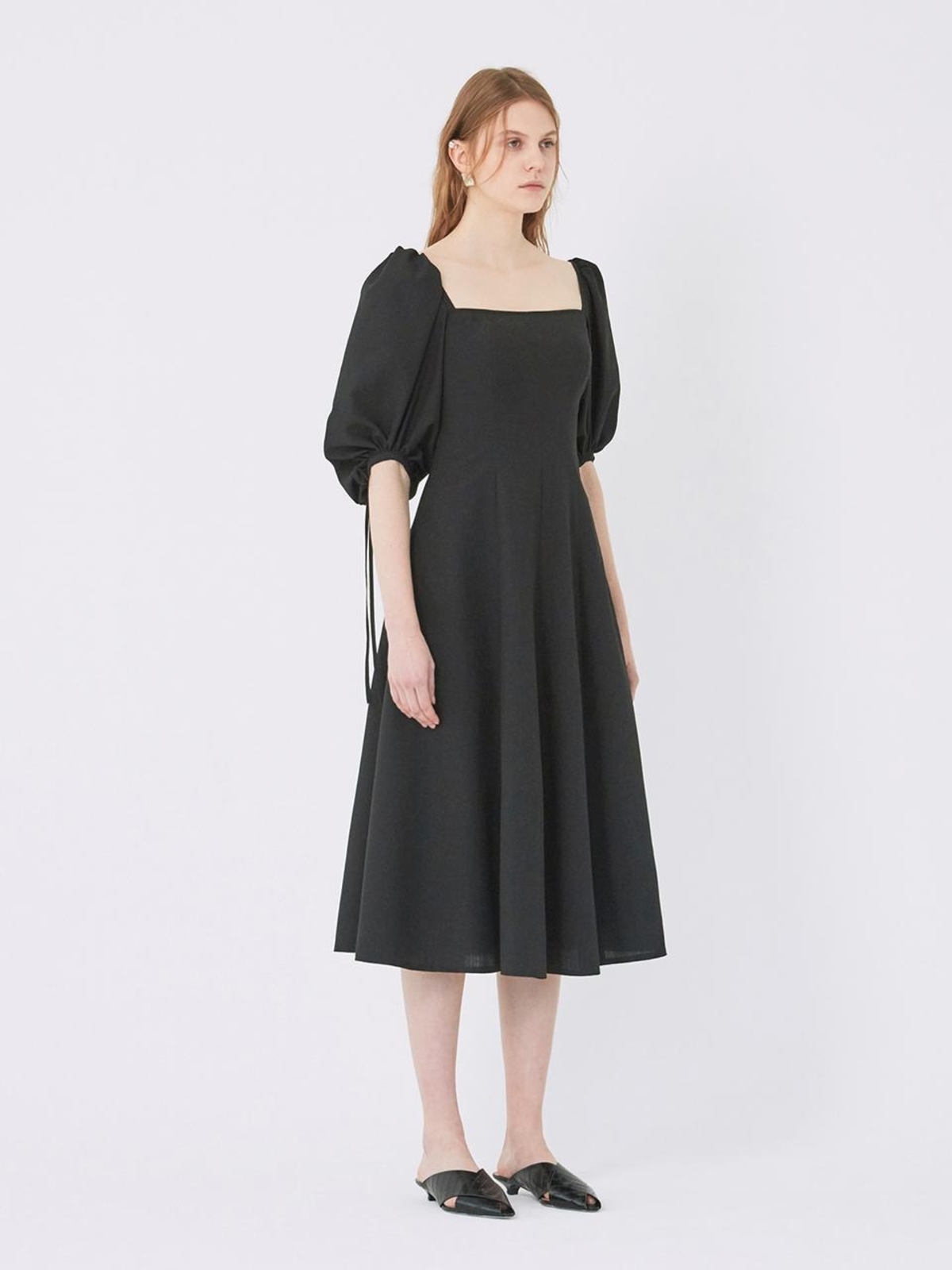 tight prom dresses black Black and Ivory Square Neck Vest Midi Dress