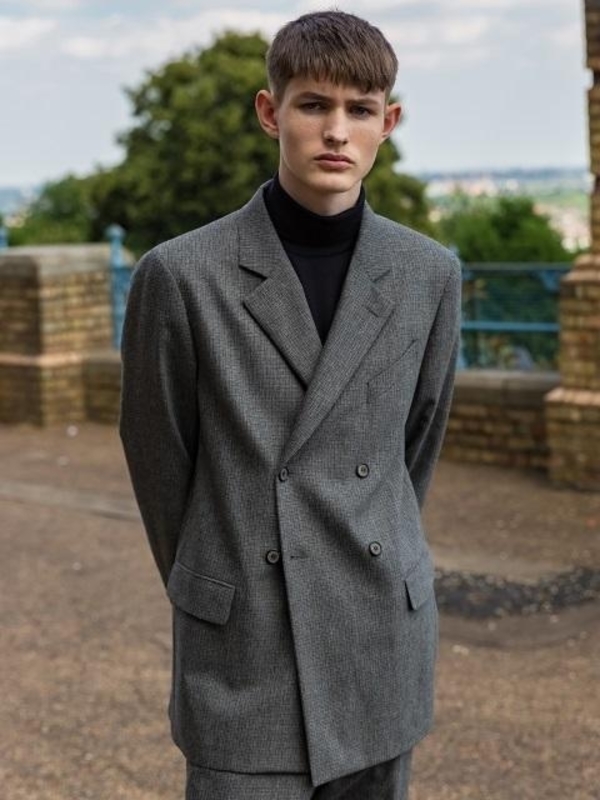 houndstooth double breasted blazer