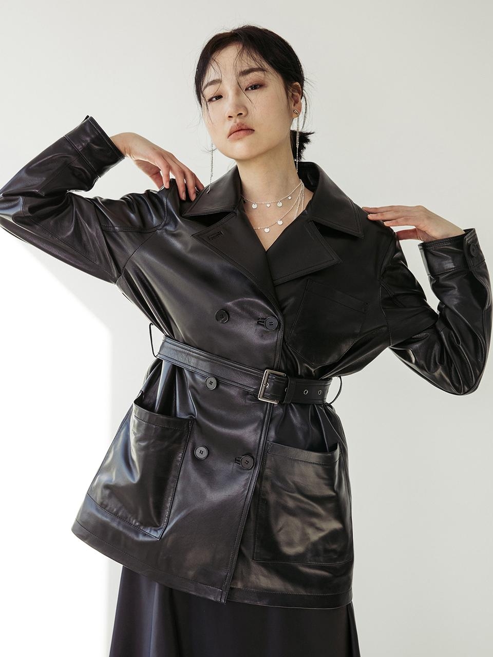 【SPERONE】Lambskin Short Trench Jacket SPERONE-Lambskin-Short-Trench-