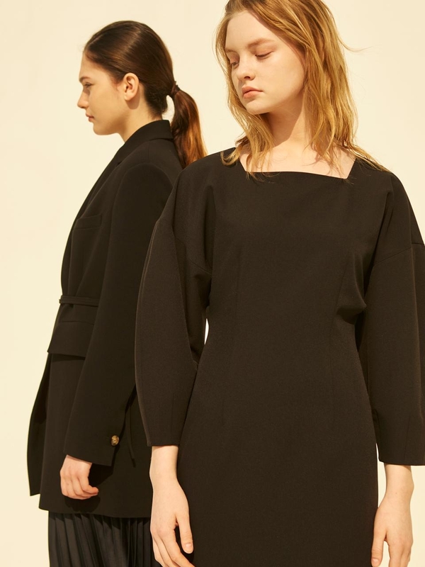 MOHAN Square Neck Slim Dress - Black MOHAN Square Neck Slim Dress - Black