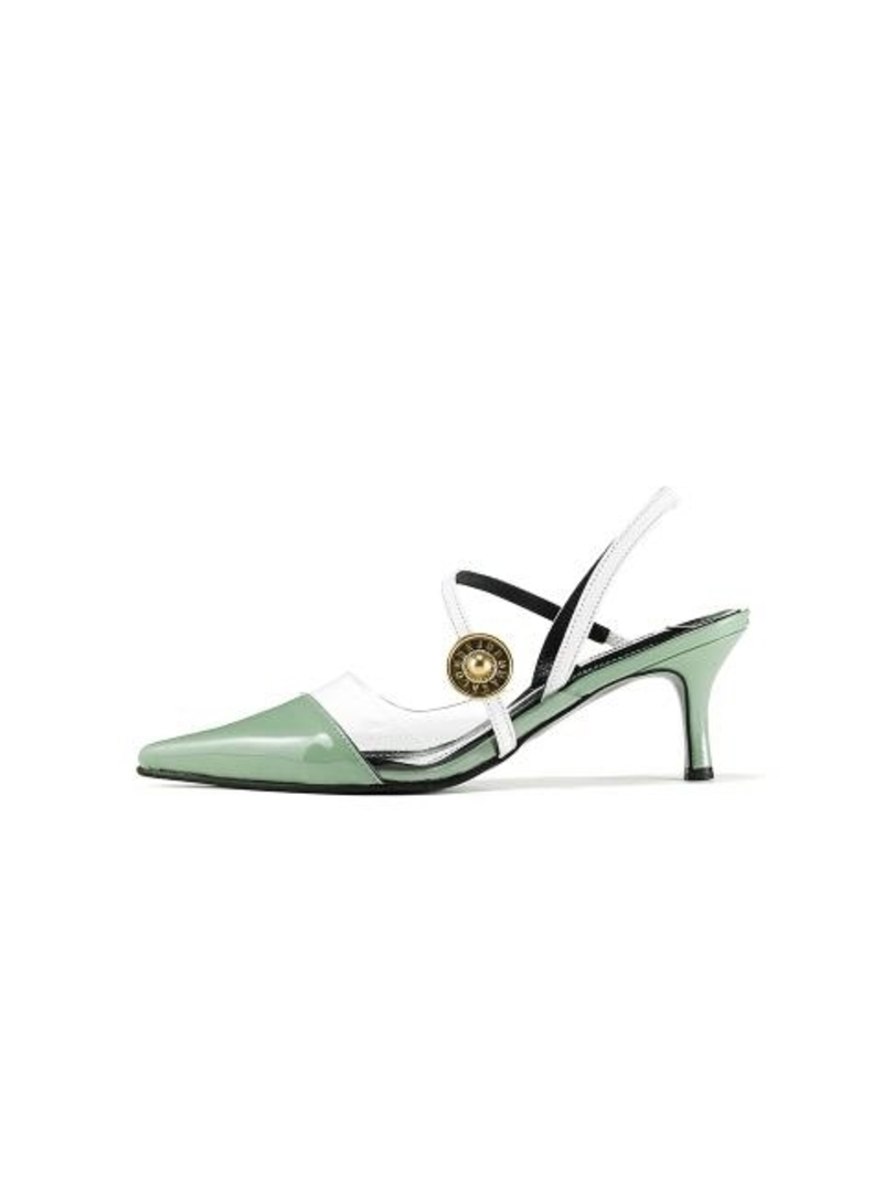 SALONDEJU Pointed Slingback Sandals - Khaki/White | Garmentory