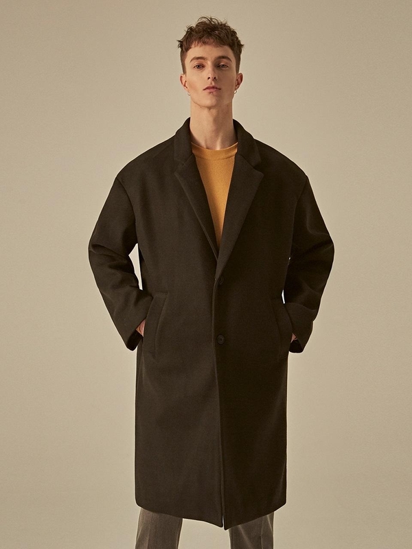 DEANS Semi Over Single Wool Coat - Black DEANS Semi Over Single Wool Coat - Black