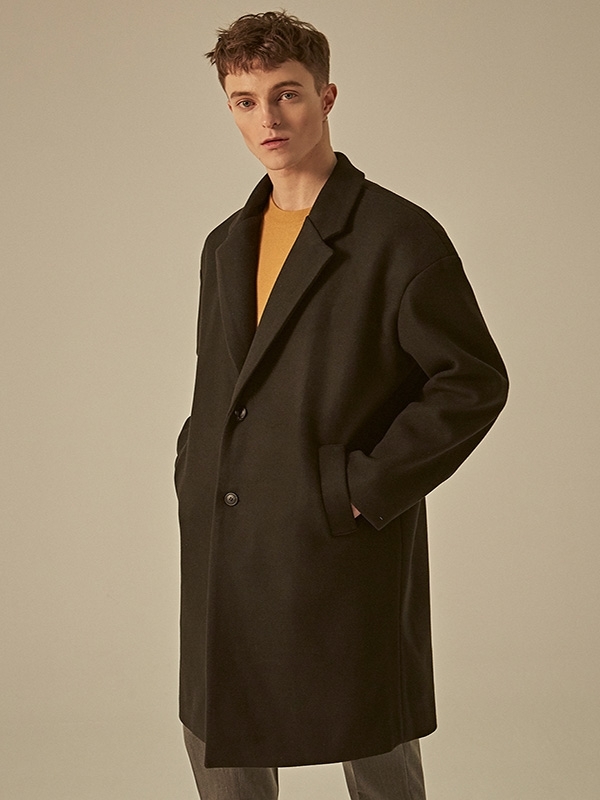 DEANS Semi Over Single Wool Coat - Black DEANS Semi Over Single Wool Coat - Black