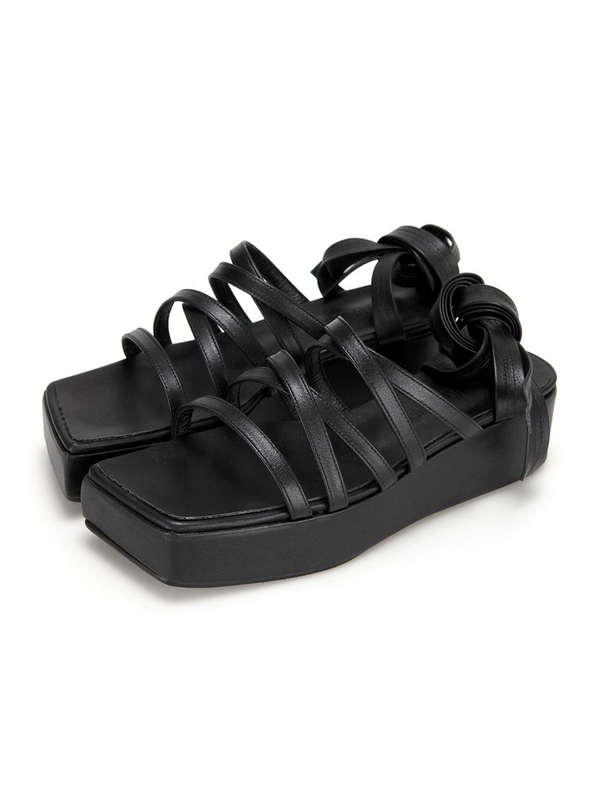 black flat platform sandals