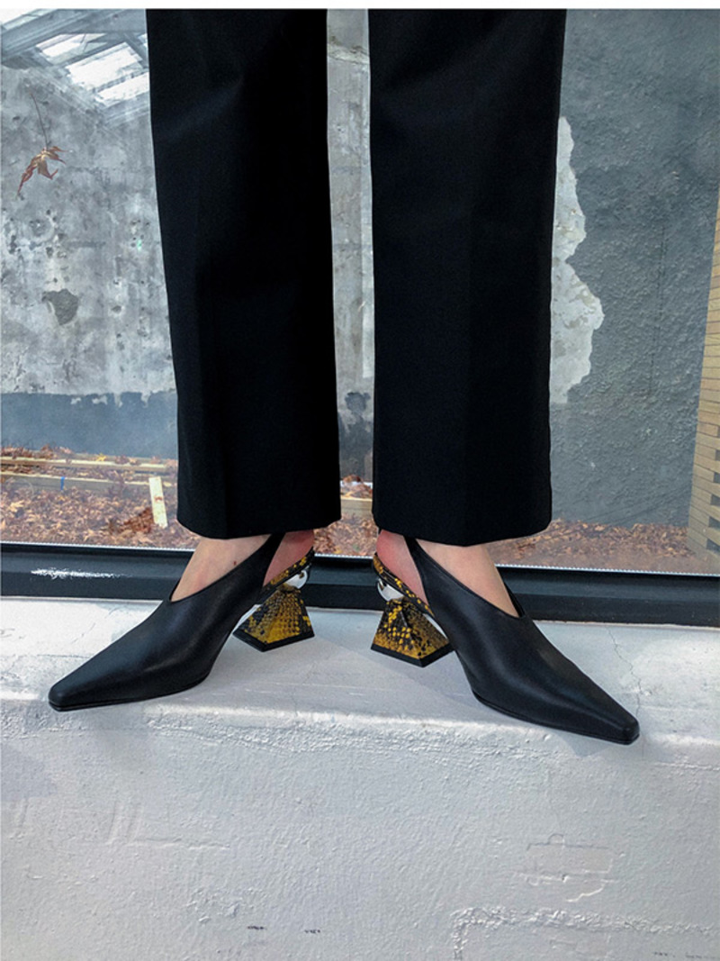 Yuul Yie|^|Selina Sling-Backs _PF-S404 Black-Yellow Python 
