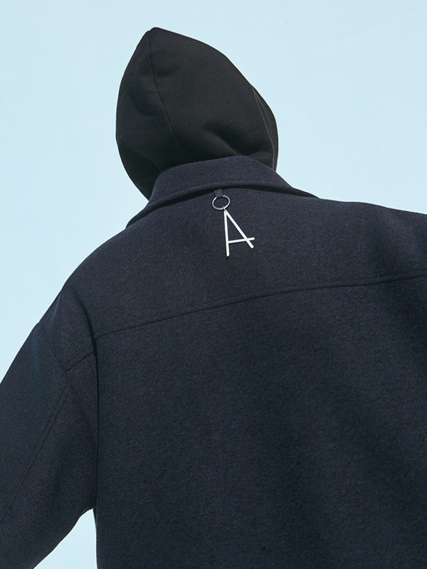 ADD Seoul Neoprene Pin Tuck Wool Jacket - Navy | Garmentory