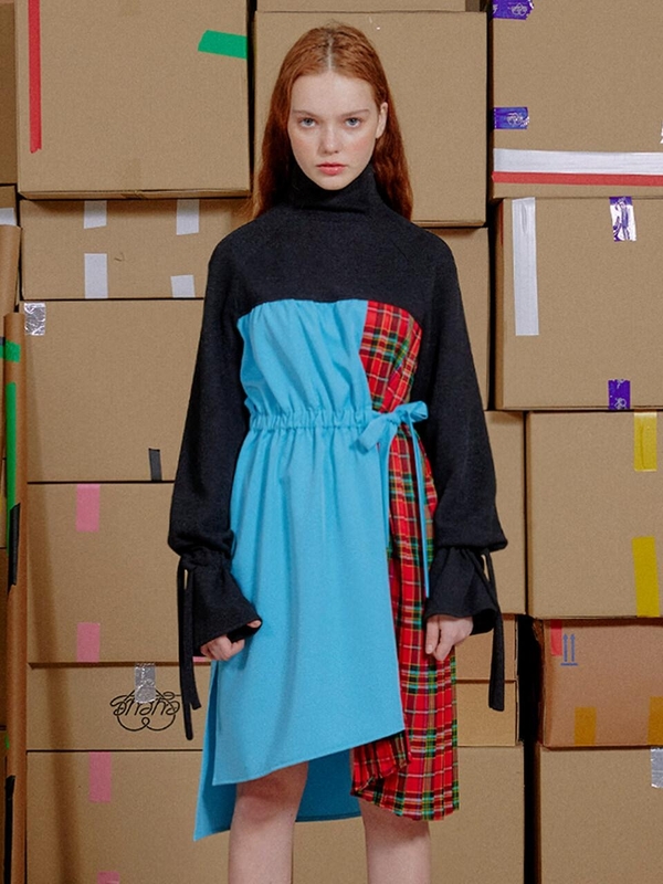 pleated combination dress Combined pleated dress - Women