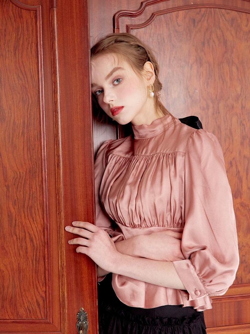 NOT YOUR ROSE Back Ribbon Blouse - Rose Pink | Garmentory NOT YOUR ROSE Back Ribbon Blouse - Rose Pink | Garmentory