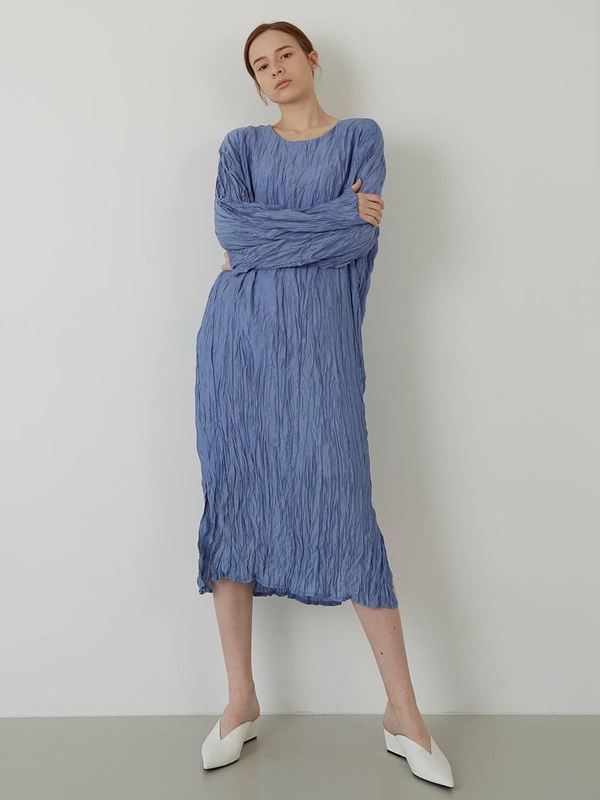 THE ORA Crinkled Dress - Blue | Garmentory