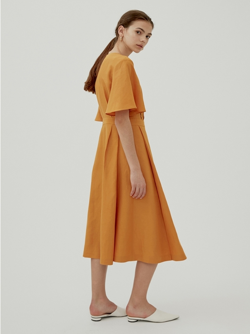 linen fabric dress SARASTUS Women's Long Blue Linen Dress
