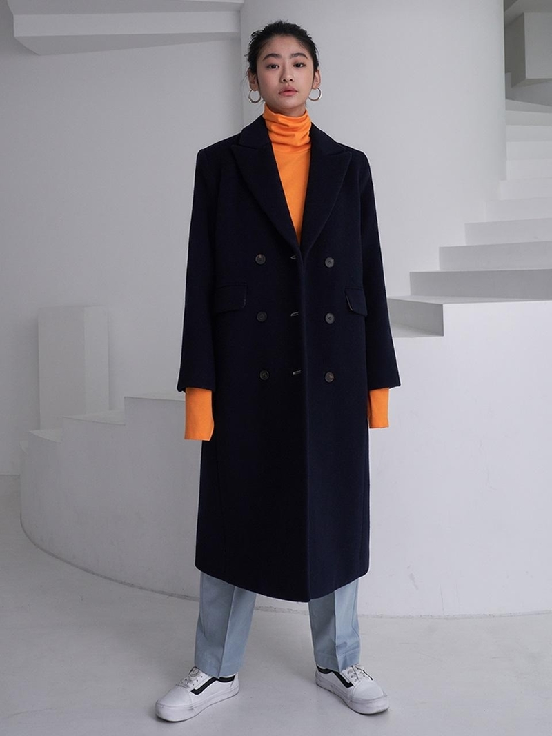 OVERDUEFLAIR Wool Tailored Coat - Ink Navy | Garmentory