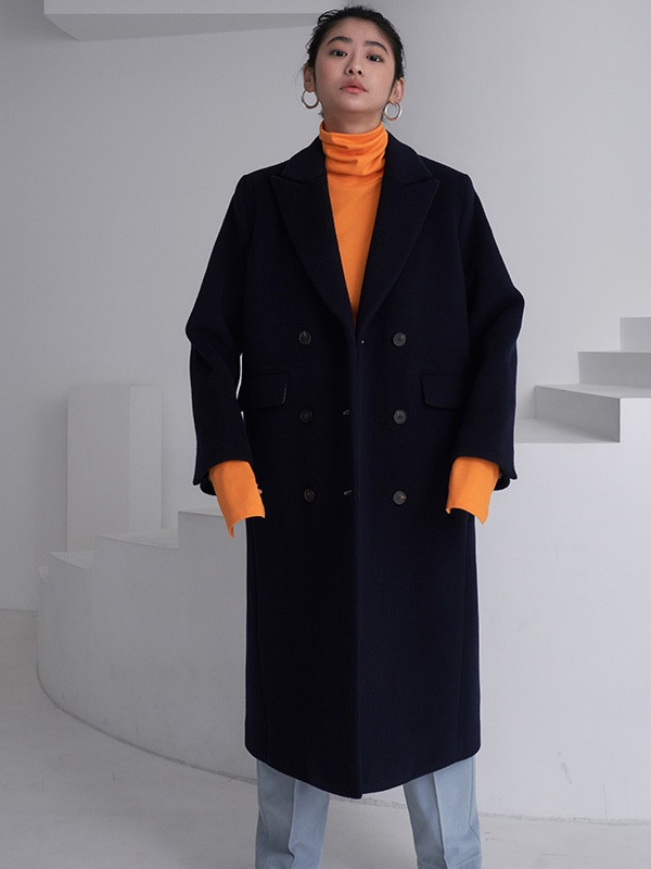 OVERDUEFLAIR Wool Tailored Coat - Ink Navy | Garmentory
