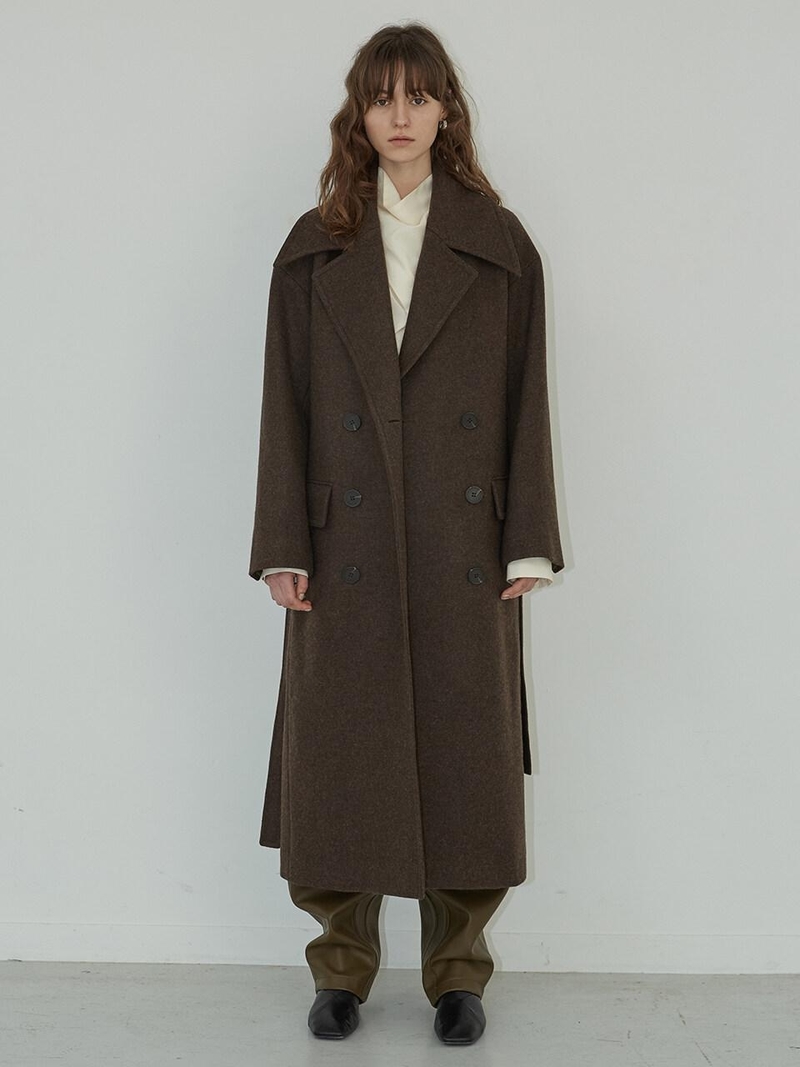 [LOW CLASSIC] / ☆ 24FW SLIM FIT WOOL COAT / DARK BROWN LOW CLASSIC|^|Double Wool Coat Brown | Garmentory