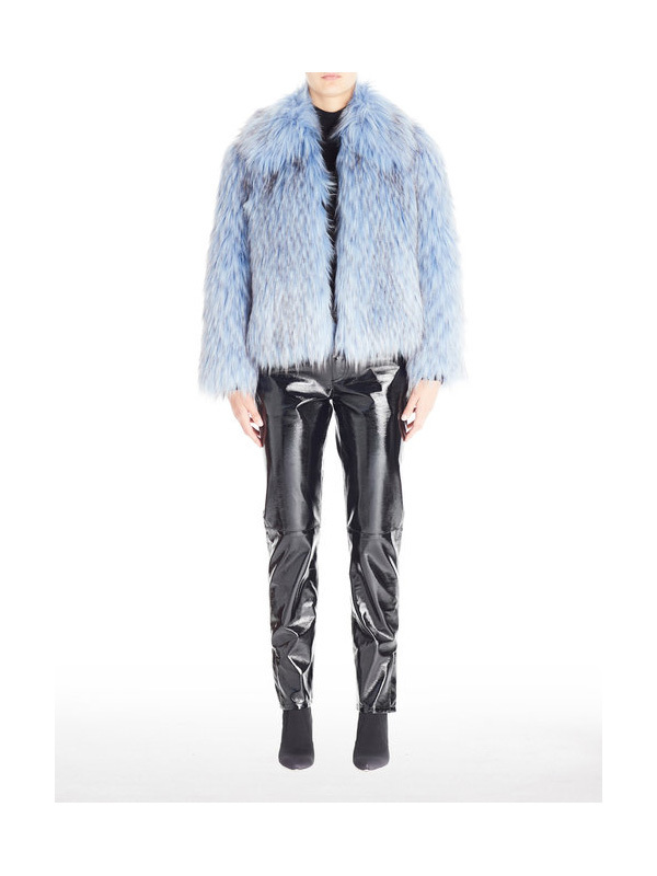 sky blue faux fur jacket
