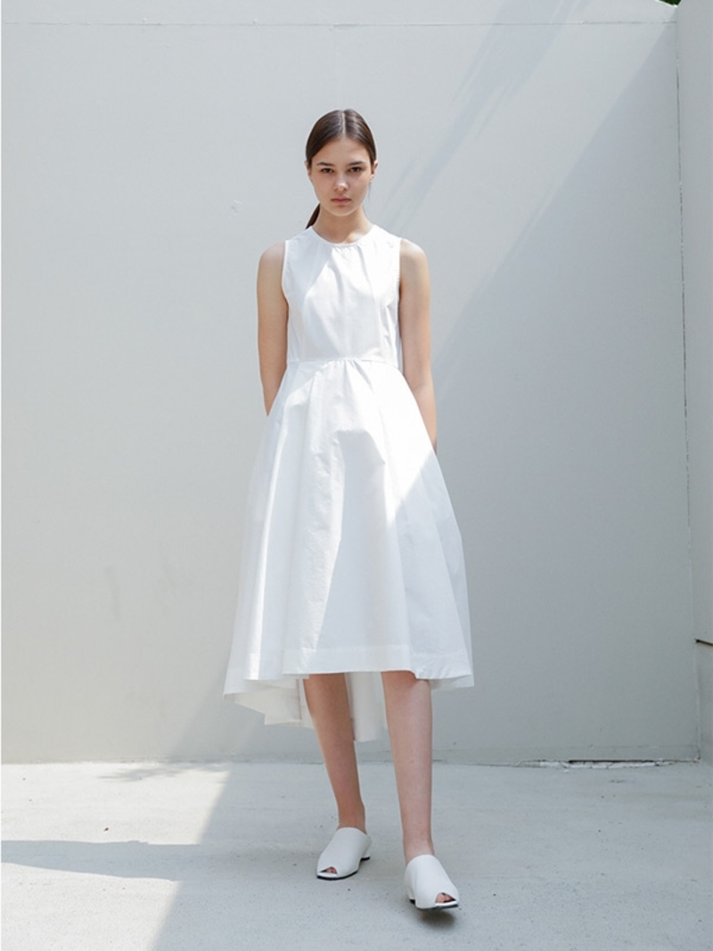 white sleeveless flare dress Ana Flare Mini Dress (White) Small main image 1