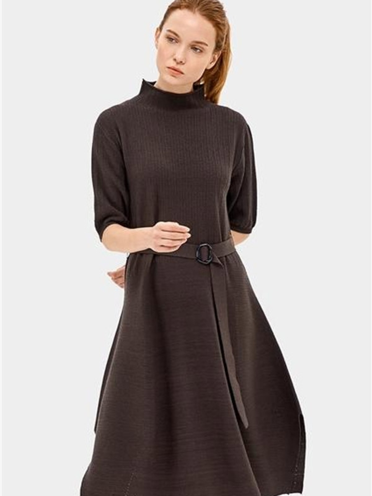 SYSTEM Bell Line Wool Blend Knit Dress - Dark Brown