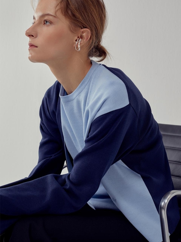 Frontrow X Recto Asymmetry Sleeveless Cardigan - Navy/Sky Blue Frontrow X Recto Asymmetry Sleeveless Cardigan - Navy/Sky Blue