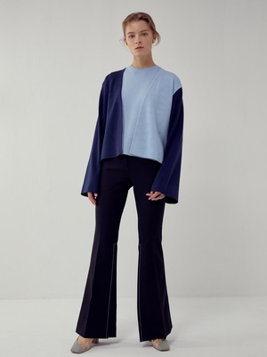 Frontrow X Recto Asymmetry Sleeveless Cardigan - Navy/Sky Blue Frontrow X Recto Asymmetry Sleeveless Cardigan - Navy/Sky Blue