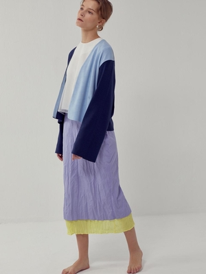 Frontrow X Recto Asymmetry Sleeveless Cardigan - Navy/Sky Blue Frontrow X Recto Asymmetry Sleeveless Cardigan - Navy/Sky Blue