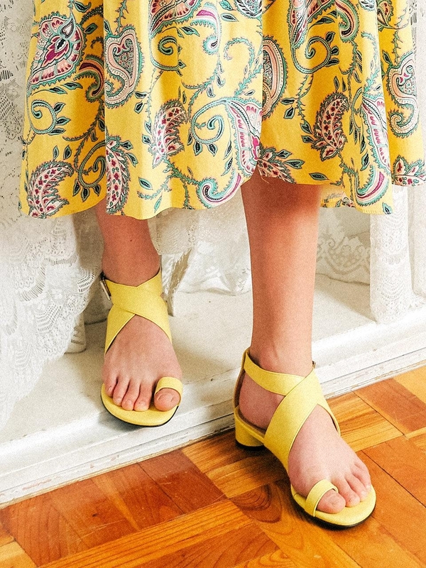 NONETHELESS Mid Heel Sandals N9-S157 - Lemon NONETHELESS Mid Heel Sandals N9-S157 - Lemon