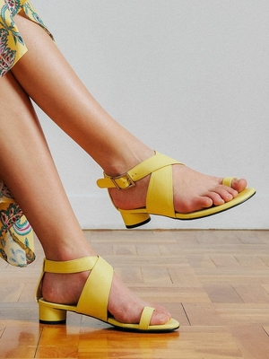 NONETHELESS Mid Heel Sandals N9-S157 - Lemon NONETHELESS Mid Heel Sandals N9-S157 - Lemon