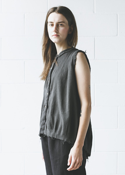 Black Crane - Accordion Tank Top in Charcoal Black Crane - Accordion Tank Top in Charcoal