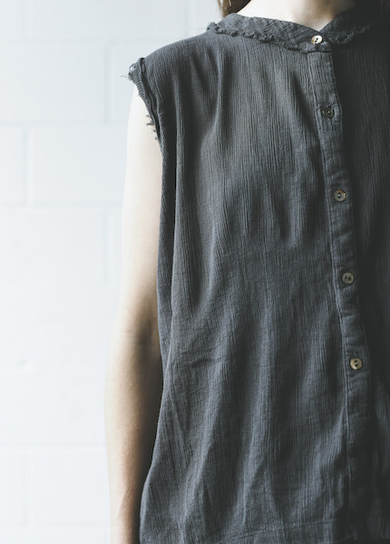 Black Crane - Accordion Tank Top in Charcoal Black Crane - Accordion Tank Top in Charcoal