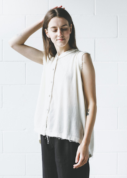 Black Crane - Accordion Tank Top in Cream Black Crane - Accordion Tank Top in Cream