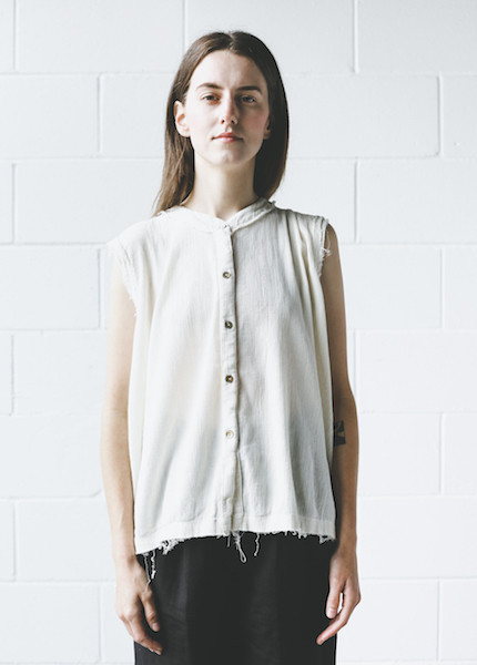 Black Crane - Accordion Tank Top in Cream Black Crane - Accordion Tank Top in Cream