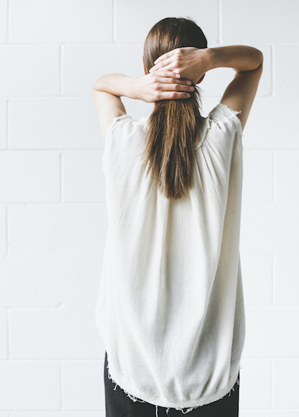 Black Crane - Accordion Tank Top in Cream Black Crane - Accordion Tank Top in Cream