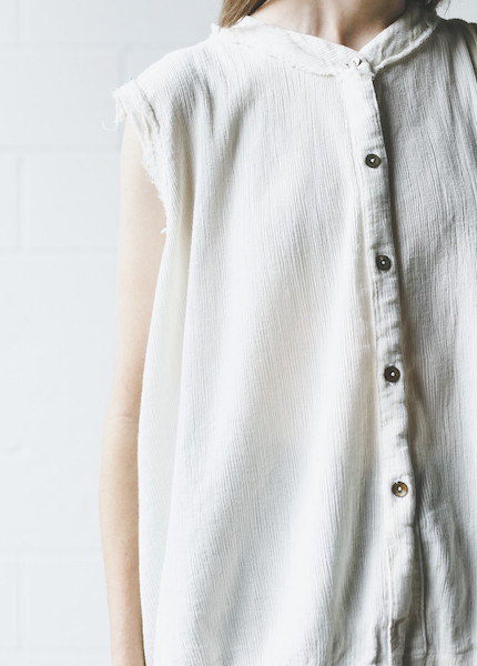 Black Crane - Accordion Tank Top in Cream Black Crane - Accordion Tank Top in Cream